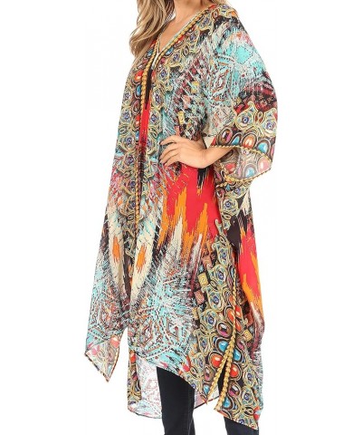 Alvita Women's V Neck Beach Dress Top Caftan Cover up with Rhinestones Am107-multi $23.97 Swimsuits