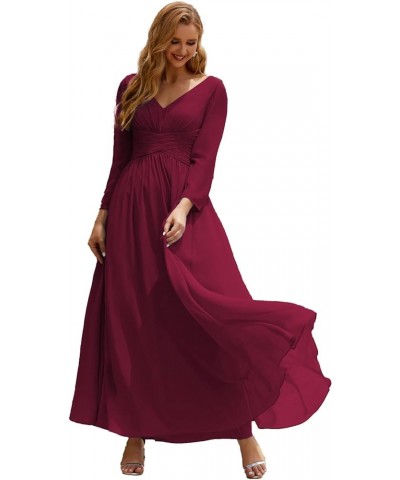 Prom Gowns Women V Neck Plus Size Wrap Long Sleeve Maxi Dress Evening Party Jester Red $49.40 Dresses