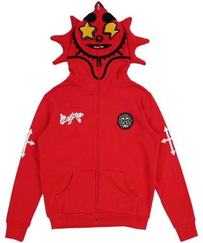 Full Zip Hoodies for Women Men Over Face Y2k Jacket Clothes Vintage Hip-hop Harajuku Graphic Lightweight Hoodies Red $19.60 H...