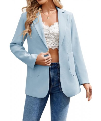 Womens Casual Blazers Open Front Long Sleeve Lapel Collar Work Office Jacket Light Blue $24.36 Blazers