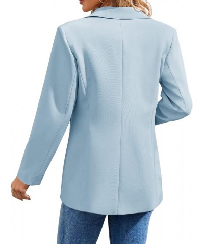 Womens Casual Blazers Open Front Long Sleeve Lapel Collar Work Office Jacket Light Blue $24.36 Blazers