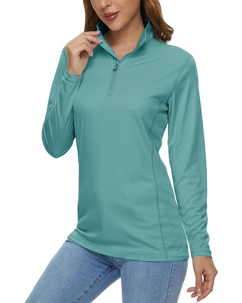 Women's Shirts Long Sleeve 1/4 Zip UPF50+ UV Sun Protection Quick Dry Workout Hiking Athletic Shirts Rash Guard Grey Green $1...