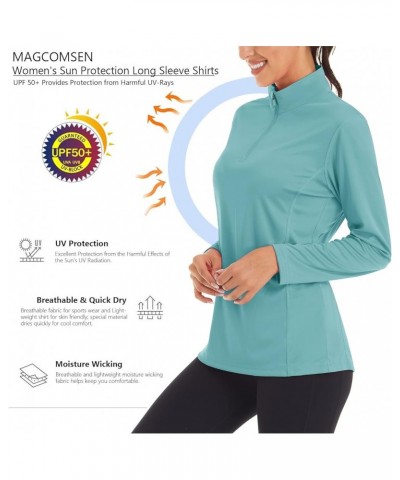 Women's Shirts Long Sleeve 1/4 Zip UPF50+ UV Sun Protection Quick Dry Workout Hiking Athletic Shirts Rash Guard Grey Green $1...