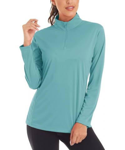 Women's Shirts Long Sleeve 1/4 Zip UPF50+ UV Sun Protection Quick Dry Workout Hiking Athletic Shirts Rash Guard Grey Green $1...