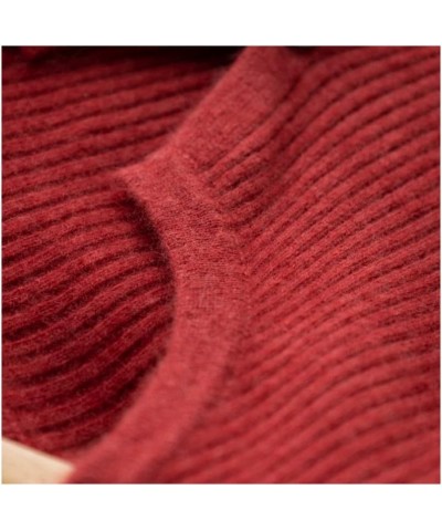 Solid Open Front Knitted Cardigan Cashmere Sweater for Women Cherry Red1 $33.60 Sweaters