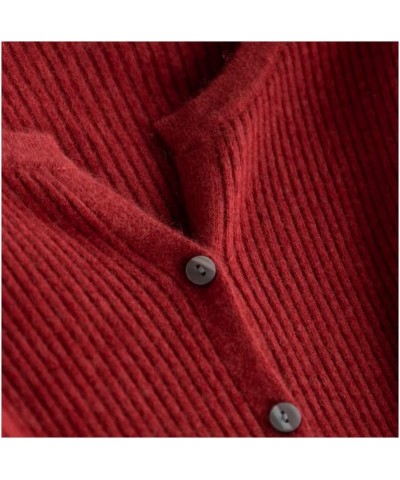 Solid Open Front Knitted Cardigan Cashmere Sweater for Women Cherry Red1 $33.60 Sweaters