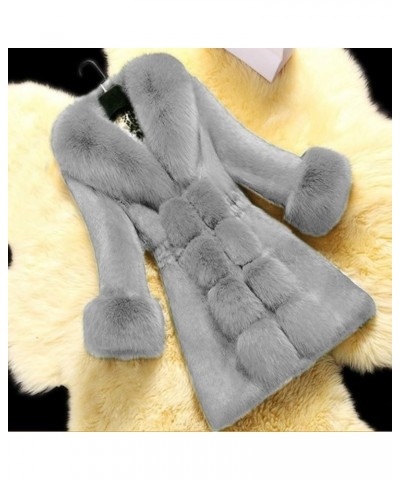 Womens Jackets Fall Women Lady Coat Winter Warm Long Sleeve Solid Outwear Coat Plush Jacket Warm Fleece Tops for Grey $30.88 ...