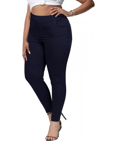 Womens Plus Size Skinny Pants Stretchy Pull On Slim Fit High Waisted Casual Pant with Pockets Dark Blue-719 $20.51 Pants