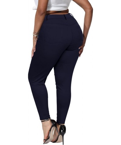 Womens Plus Size Skinny Pants Stretchy Pull On Slim Fit High Waisted Casual Pant with Pockets Dark Blue-719 $20.51 Pants