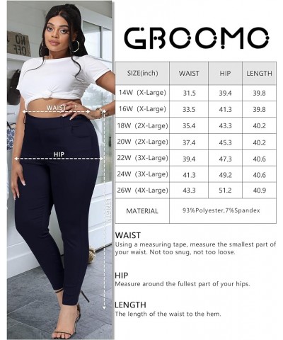 Womens Plus Size Skinny Pants Stretchy Pull On Slim Fit High Waisted Casual Pant with Pockets Dark Blue-719 $20.51 Pants