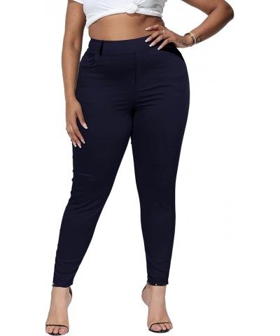 Womens Plus Size Skinny Pants Stretchy Pull On Slim Fit High Waisted Casual Pant with Pockets Dark Blue-719 $20.51 Pants