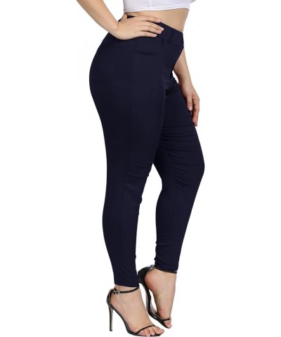 Womens Plus Size Skinny Pants Stretchy Pull On Slim Fit High Waisted Casual Pant with Pockets Dark Blue-719 $20.51 Pants