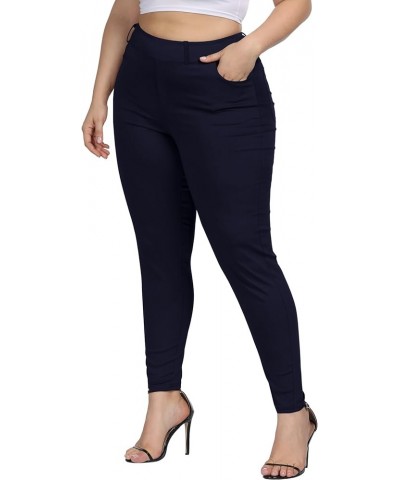 Womens Plus Size Skinny Pants Stretchy Pull On Slim Fit High Waisted Casual Pant with Pockets Dark Blue-719 $20.51 Pants