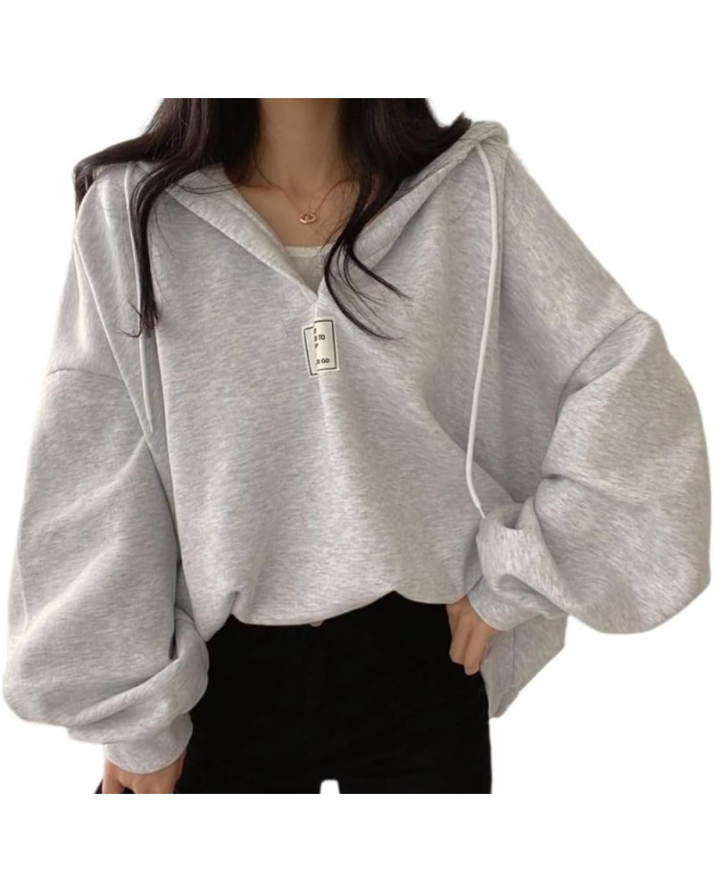 Womens Hoodie Casual Warm Long-Sleeves Printed Top Sweatshirt Oversize Drawstring Loose Hoodies Pullover Grey $16.42 Hoodies ...