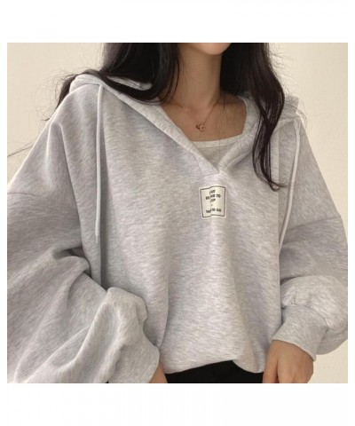 Womens Hoodie Casual Warm Long-Sleeves Printed Top Sweatshirt Oversize Drawstring Loose Hoodies Pullover Grey $16.42 Hoodies ...