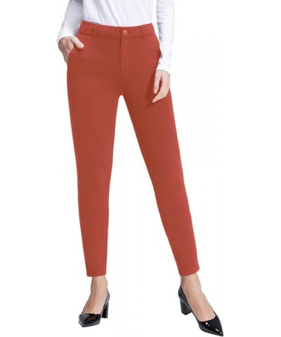 Womens Stretchy Work Pants Slim Fit Yoga Dress Pants Casual with Zipper Pockets Long 31" Inseam Coral Red $18.86 Activewear