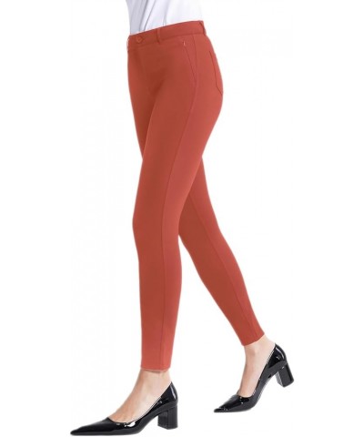 Womens Stretchy Work Pants Slim Fit Yoga Dress Pants Casual with Zipper Pockets Long 31" Inseam Coral Red $18.86 Activewear