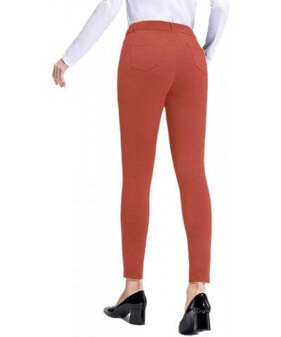 Womens Stretchy Work Pants Slim Fit Yoga Dress Pants Casual with Zipper Pockets Long 31" Inseam Coral Red $18.86 Activewear