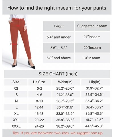 Womens Stretchy Work Pants Slim Fit Yoga Dress Pants Casual with Zipper Pockets Long 31" Inseam Coral Red $18.86 Activewear