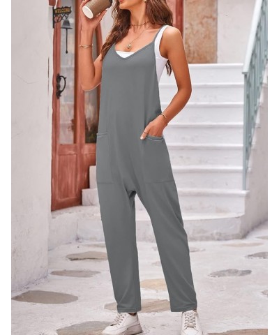 Women's Casual Sleeveless Jumpsuits Fashion Overalls Adjustable Spaghetti Straps Romper with Pockets Grey $17.26 Overalls