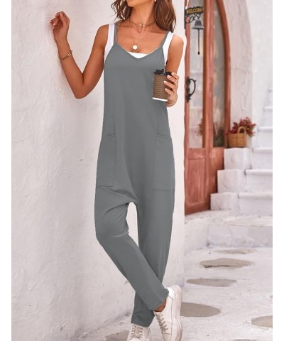 Women's Casual Sleeveless Jumpsuits Fashion Overalls Adjustable Spaghetti Straps Romper with Pockets Grey $17.26 Overalls