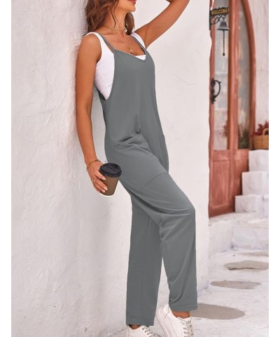 Women's Casual Sleeveless Jumpsuits Fashion Overalls Adjustable Spaghetti Straps Romper with Pockets Grey $17.26 Overalls