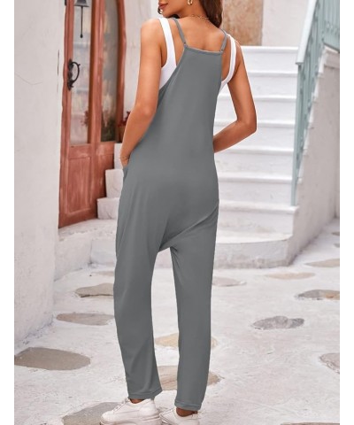 Women's Casual Sleeveless Jumpsuits Fashion Overalls Adjustable Spaghetti Straps Romper with Pockets Grey $17.26 Overalls