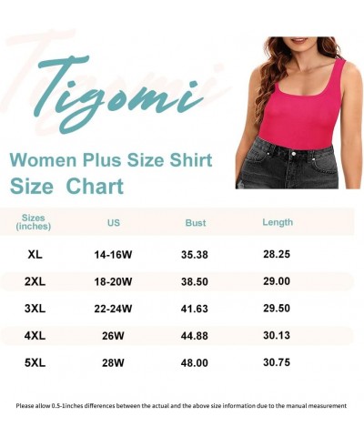 Plus Size Tank Tops for Women Basic Scoopneck Sleeveless Loose Fit Casual Tee Summer Spring XL-5XL 9_ D9_ Square Neck _ Hot P...