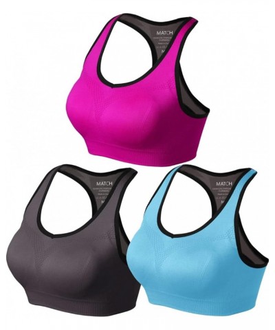 Womens Sports Bra Wirefree Seamless Padded Racerback Yoga Bra for Workout Gym Activewear with Removable Pads 0001 1 Pack of 3...