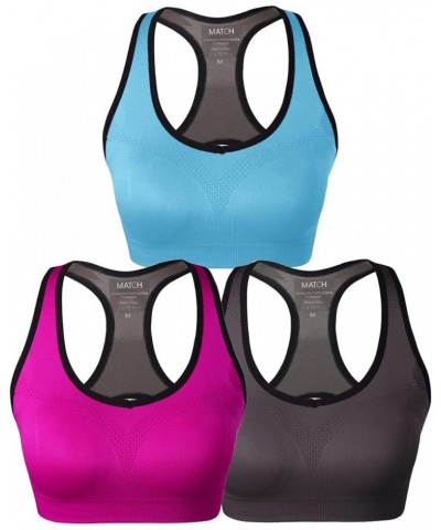 Womens Sports Bra Wirefree Seamless Padded Racerback Yoga Bra for Workout Gym Activewear with Removable Pads 0001 1 Pack of 3...