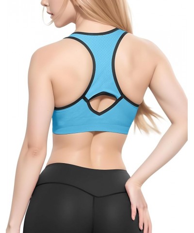 Womens Sports Bra Wirefree Seamless Padded Racerback Yoga Bra for Workout Gym Activewear with Removable Pads 0001 1 Pack of 3...