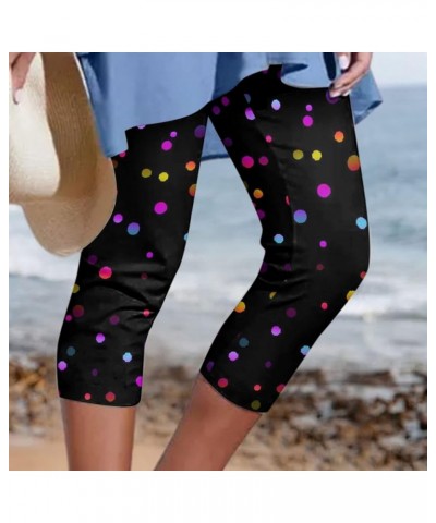 Vintage Leggings for Women Mother Gift Floral Print Capri Slim Legging Yoga Pants Sports Elastic Cropped Pants 3black $5.87 L...