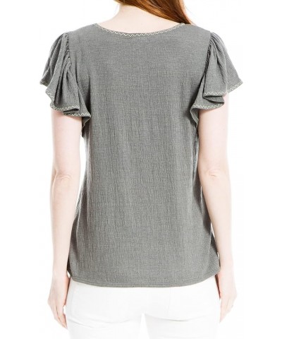 Women's Flutter Sleeve Crinkle Jersey Top Army $9.82 Blouses