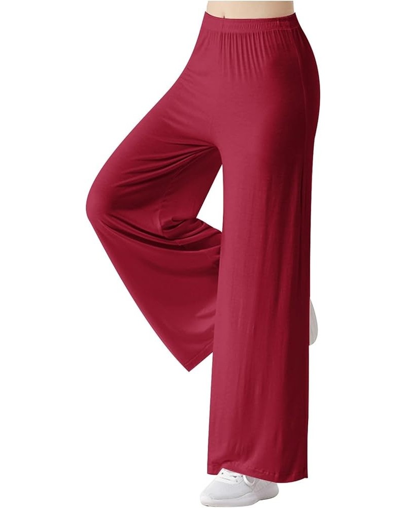 Wide Leg Yoga Pants Women Palazzo High Waisted Pants Flowy Lounge Pants Plus Size Casual Trousers Summer Clothes Wine $7.51 P...