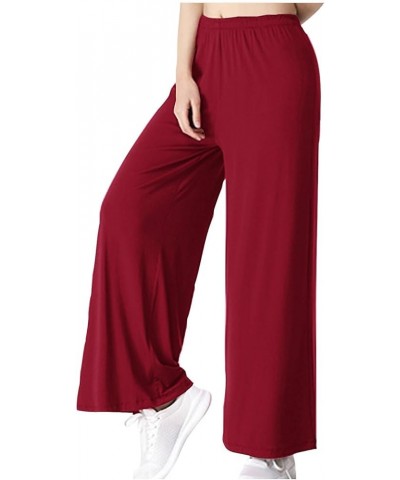 Wide Leg Yoga Pants Women Palazzo High Waisted Pants Flowy Lounge Pants Plus Size Casual Trousers Summer Clothes Wine $7.51 P...