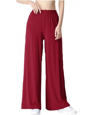 Wide Leg Yoga Pants Women Palazzo High Waisted Pants Flowy Lounge Pants Plus Size Casual Trousers Summer Clothes Wine $7.51 P...