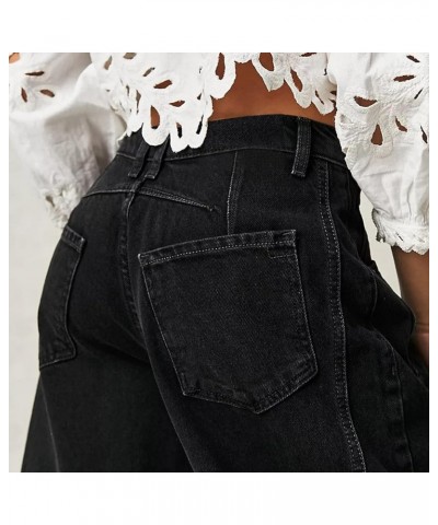 Women's Baggy Jeans Wide Leg Mid Waist Denim Pants Fashion Boyfriend Cropped Barrel Jeans with Pockets Trousers Streetwear Z0...