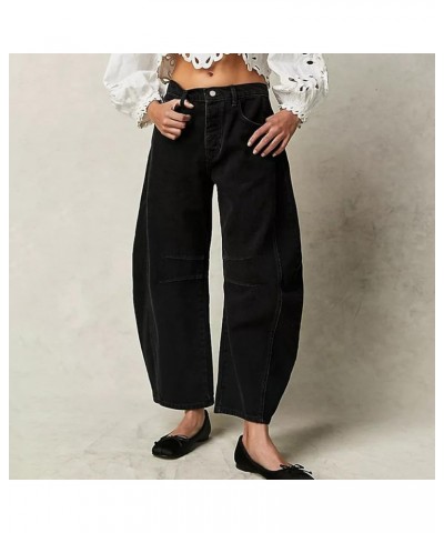 Women's Baggy Jeans Wide Leg Mid Waist Denim Pants Fashion Boyfriend Cropped Barrel Jeans with Pockets Trousers Streetwear Z0...