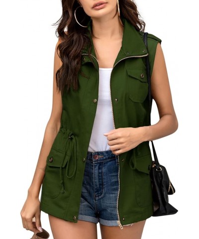 Womens Lightweight Sleeveless Military Anorak Cargo Vest No Hood A- No Hood-army Green $25.47 Vests