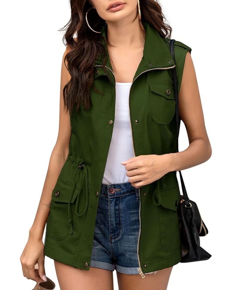 Womens Lightweight Sleeveless Military Anorak Cargo Vest No Hood A- No Hood-army Green $25.47 Vests