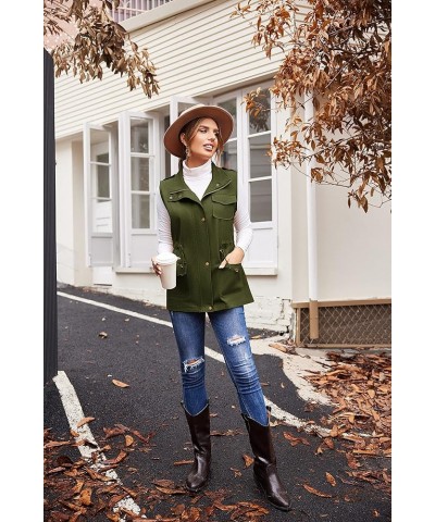 Womens Lightweight Sleeveless Military Anorak Cargo Vest No Hood A- No Hood-army Green $25.47 Vests