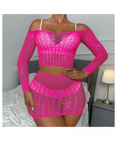 Womens Lingerie Set Fishnet V-Neck Lace Full Body Stockings Fishnet Halter Chemise Mesh Mini Dress Floral Fishnet Bodysuits Z...