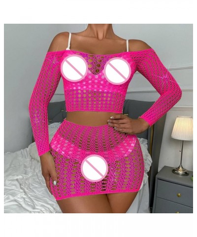 Womens Lingerie Set Fishnet V-Neck Lace Full Body Stockings Fishnet Halter Chemise Mesh Mini Dress Floral Fishnet Bodysuits Z...