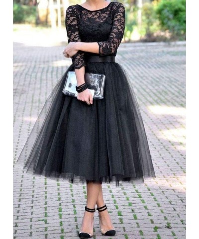 Women's A-Line Tea Length Sleeve Lace Prom Dress Cocktail Party Dress Purple $49.39 Dresses