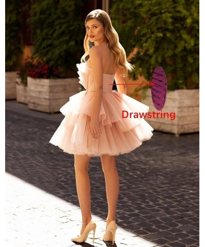 Strapless Homecoming Dresses for Teens Tiered Tulle Puffy Short Prom Dresses Ruffle Mini Party Gown Mint Green $34.50 Dresses