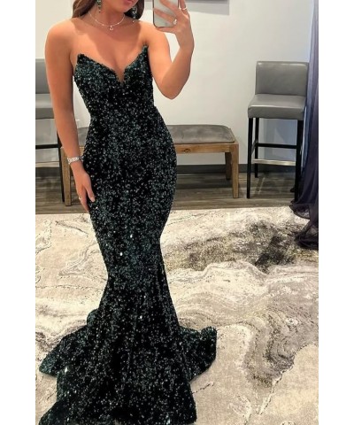 Sequin Mermaid Prom Dresses for Women Sparkly Long Sexy Strapless V Neck Bodycon Formal Evening Party Gowns Lilac $32.63 Dresses