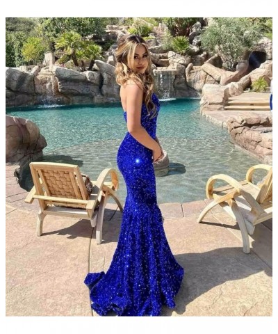 Sequin Mermaid Prom Dresses for Women Sparkly Long Sexy Strapless V Neck Bodycon Formal Evening Party Gowns Lilac $32.63 Dresses