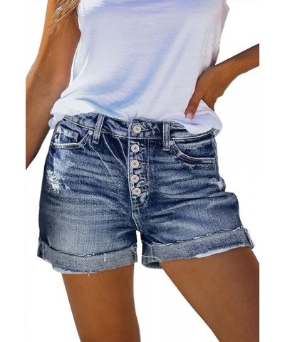 Women's High Waisted Denim Shorts Casual Ripped Summer Hot Short Jeans Frayed Distressed Jeans Shorts with Pockets B - Blue $...