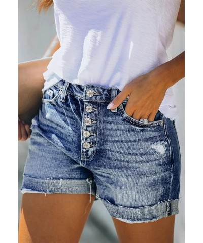 Women's High Waisted Denim Shorts Casual Ripped Summer Hot Short Jeans Frayed Distressed Jeans Shorts with Pockets B - Blue $...