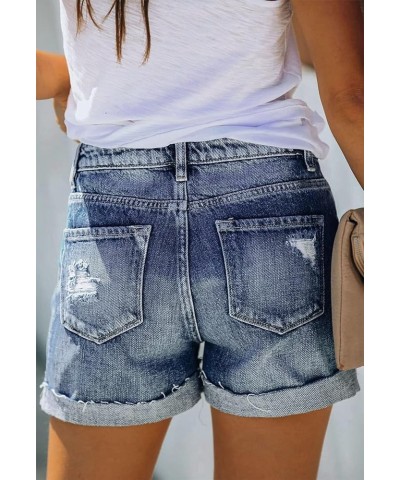 Women's High Waisted Denim Shorts Casual Ripped Summer Hot Short Jeans Frayed Distressed Jeans Shorts with Pockets B - Blue $...